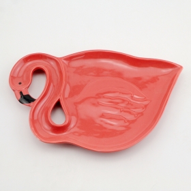 keramische schotel van flamingo-plaat met trinket