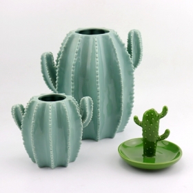 kleine keramische cactus tafelvaas