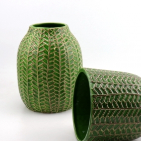 groene ronde bladpatroon keramische vaas