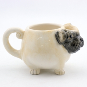 keramische puppy koffie mokken met theezakje houder