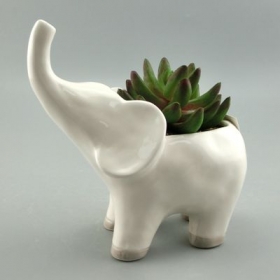 olifant planter vaas witte aardewerk dierenpot