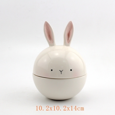 Neem de telefoon op Technologie Kennis maken witte keramische konijn sieraden trinket doos